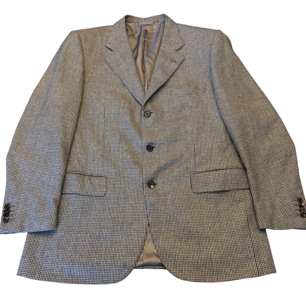 Sulka | Mens 56R US/46 7 R EU |‎ Wool Cashmere Houndstooth Sport Coat | Italy